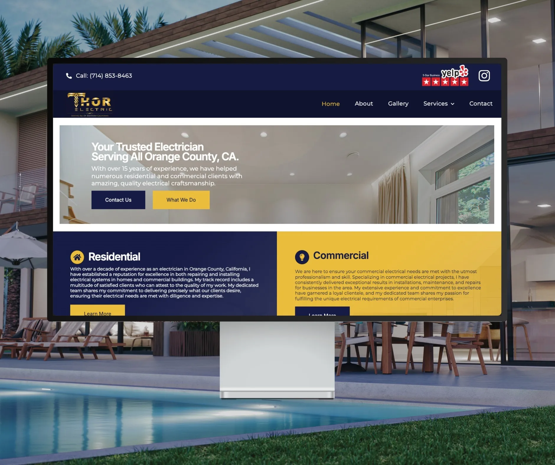 Thor Electric website shown on a desktop display